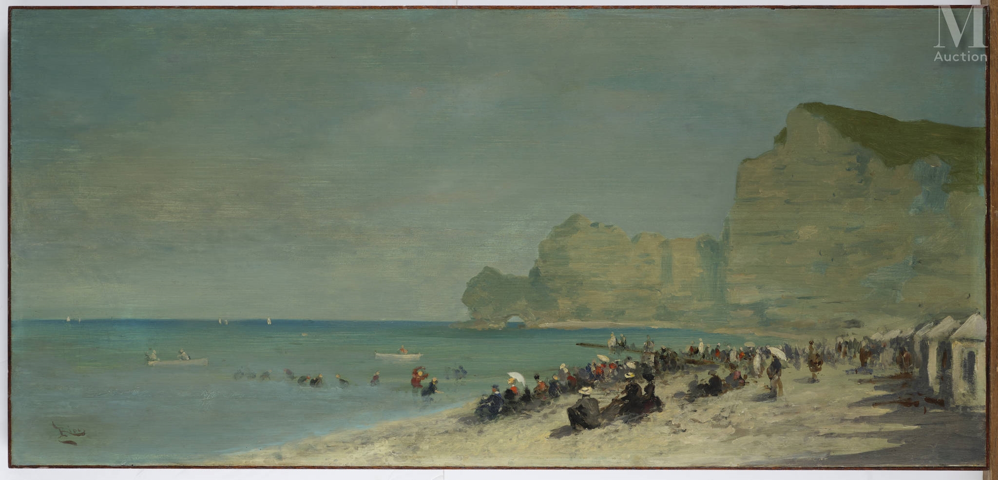 Edouard Riou | Plage aux cabines à Etretat | MutualArt
