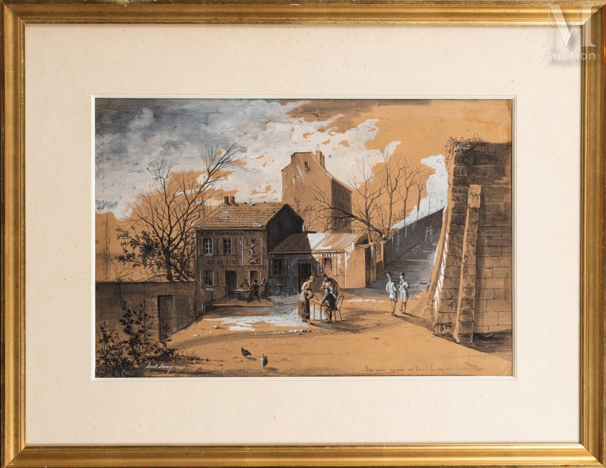 Artwork by Just Simon, « Le Lapin agile »ou Les coins ignorés de Paris 1860-1870, Made of Gouache and graphite