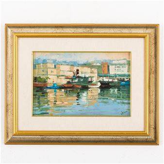 Veduta portuale di Genova - Ettore Frana