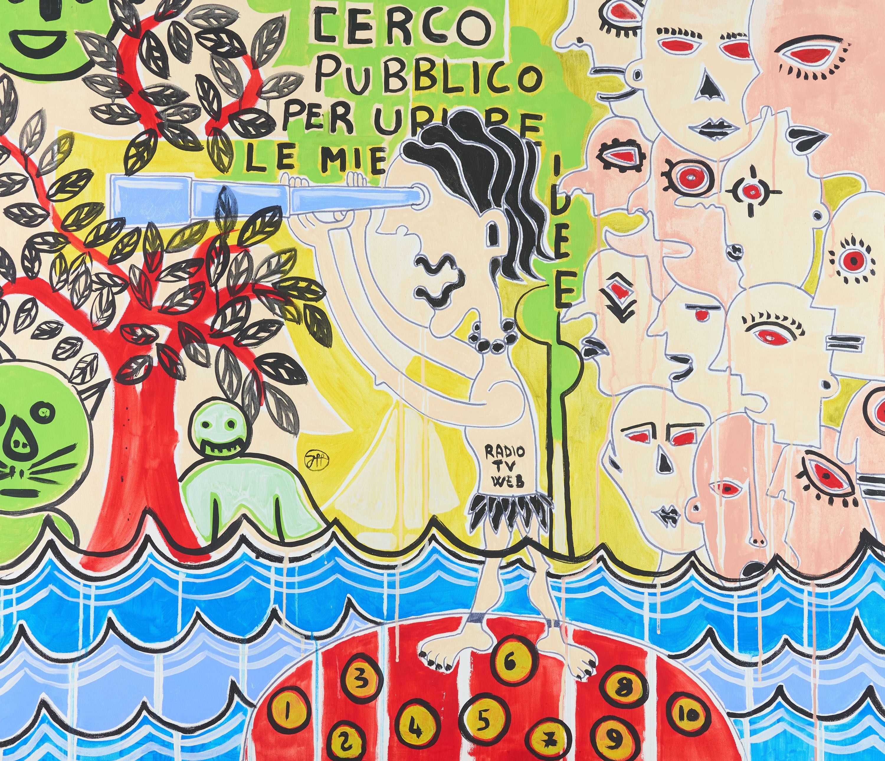 Artwork by Filippo Biagioli, Cerco pubblico per urlare le mie idee, Made of mixed media on canvas