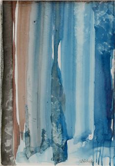 4 abstrakte Kompositionen: Abkühlung naht. - Farbschichten. - Verschlingung auf Goldgrund. Grau in Grau - Waltraud Bücheler