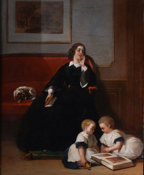 Mother and children reading - Johannes Cornelius Mertz