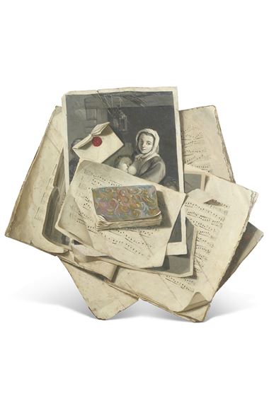 A tromp-l'oeil with the engraving La Savoyarde, by Nicolas de Larmessin after Jean-Baptiste Marie Pierre - Jean-Baptiste Marie Pierre