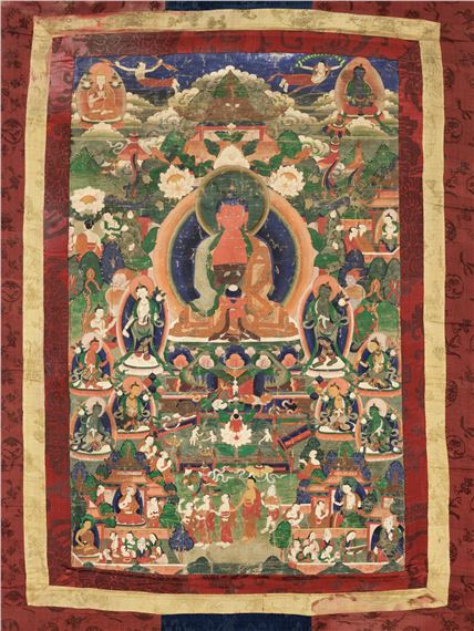 Tibetan School, 18th Century | 西藏十八世紀阿彌陀佛極樂世界唐卡
