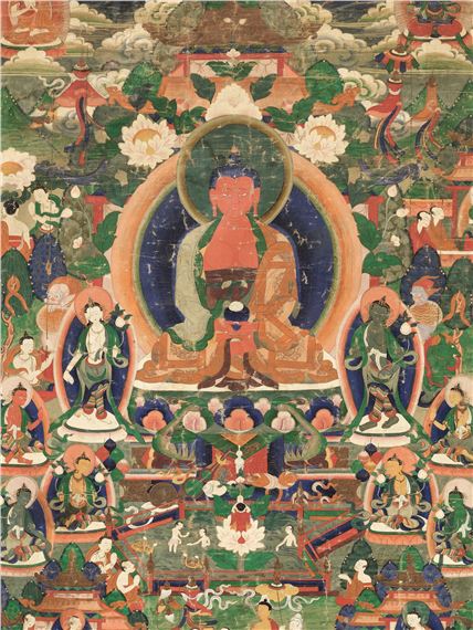 Tibetan School, 18th Century | 西藏十八世紀阿彌陀佛極樂世界唐卡
