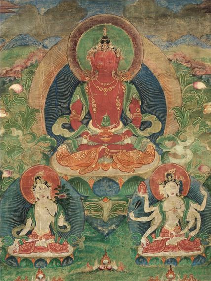 Tibetan School, 18th Century | 西藏十八世紀阿彌陀佛極樂世界唐卡