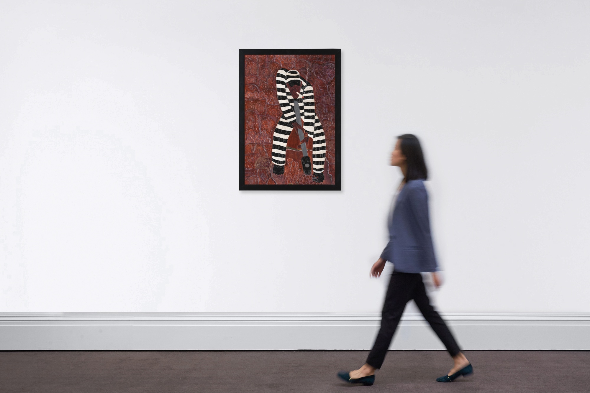 Artwork by Winfred Rembert, Untitled (The Chain Gang Smoker), Made of acrylic on carved and tooled leather
