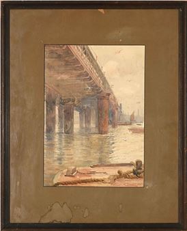 Riverine Scene Under a Bridge - Elizabeth Drake