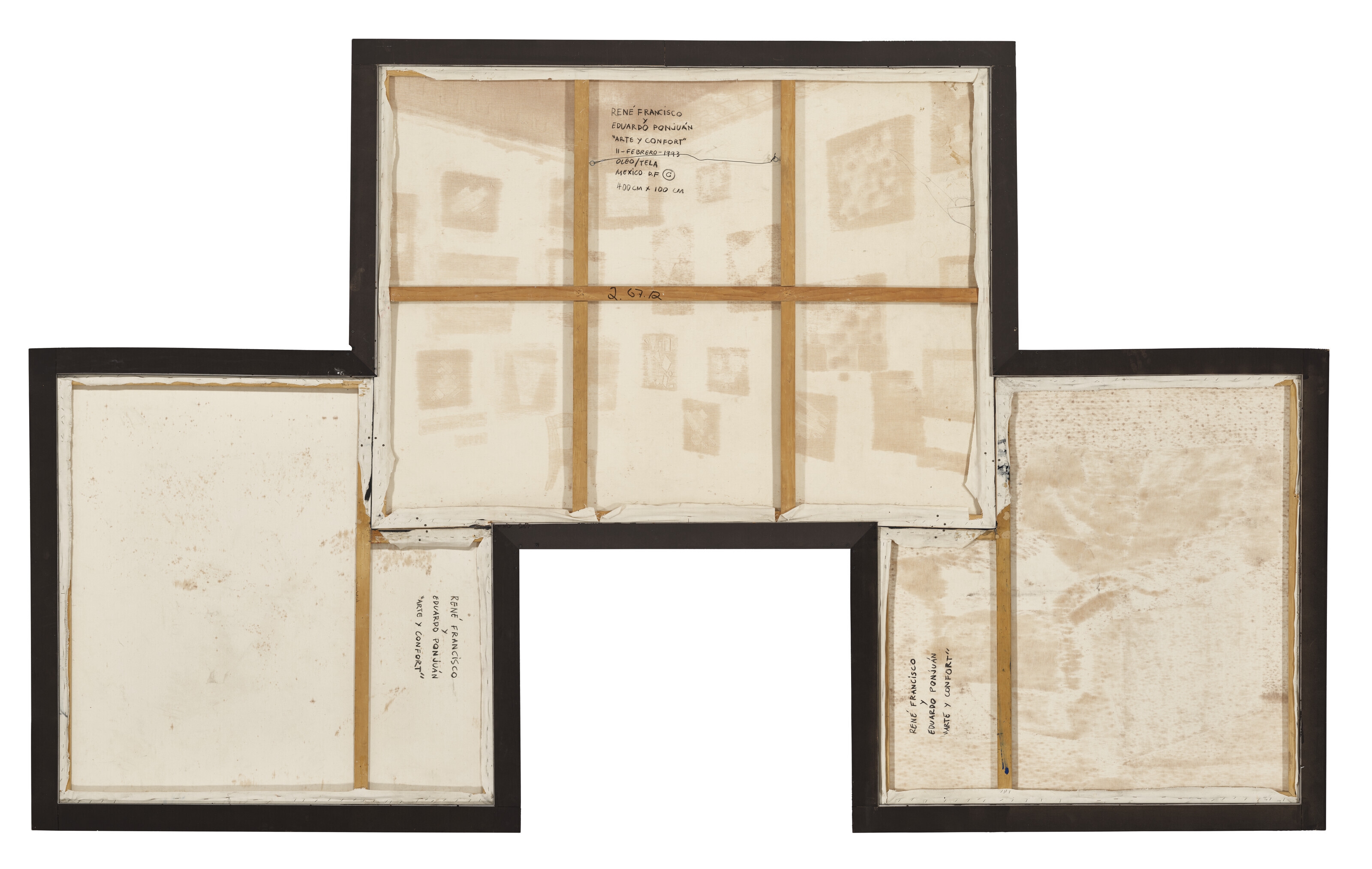 Artwork by René Francisco, Eduardo Ponjuán, Arte y confort, Made of oil and tapestry on canvas