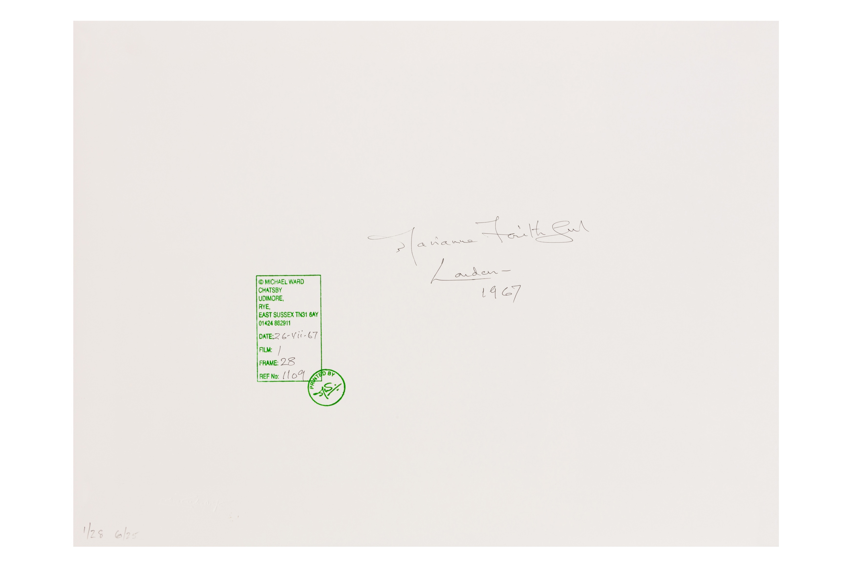 Artwork by Michael Ward, MARIANNE FAITHFULL, Made of Silver gelatin prints