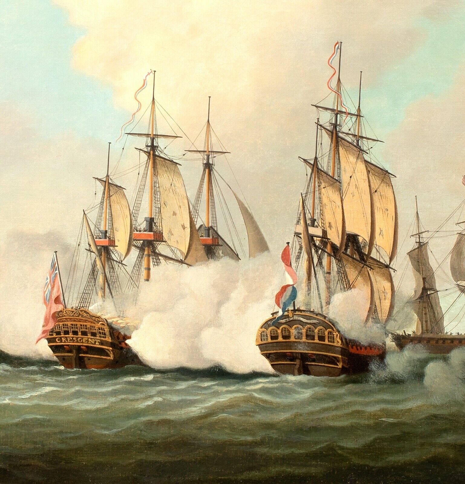Artwork by Francis Holman, BRITISH ROYAL NAVY DUTCH BATTLE, Made of Oil on canvas