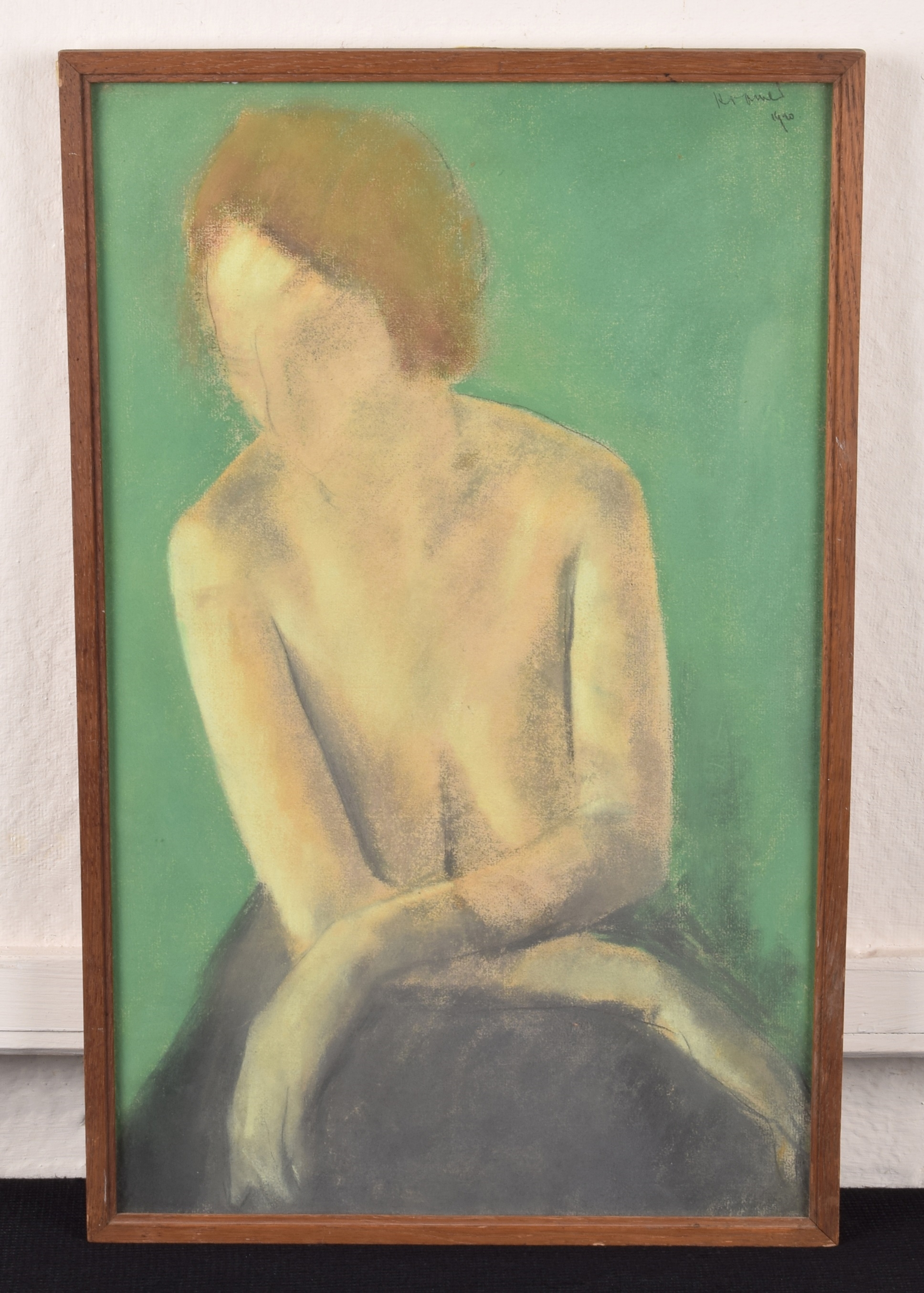 Artwork by Jacob Kramer, Seated lady, Made of pastel