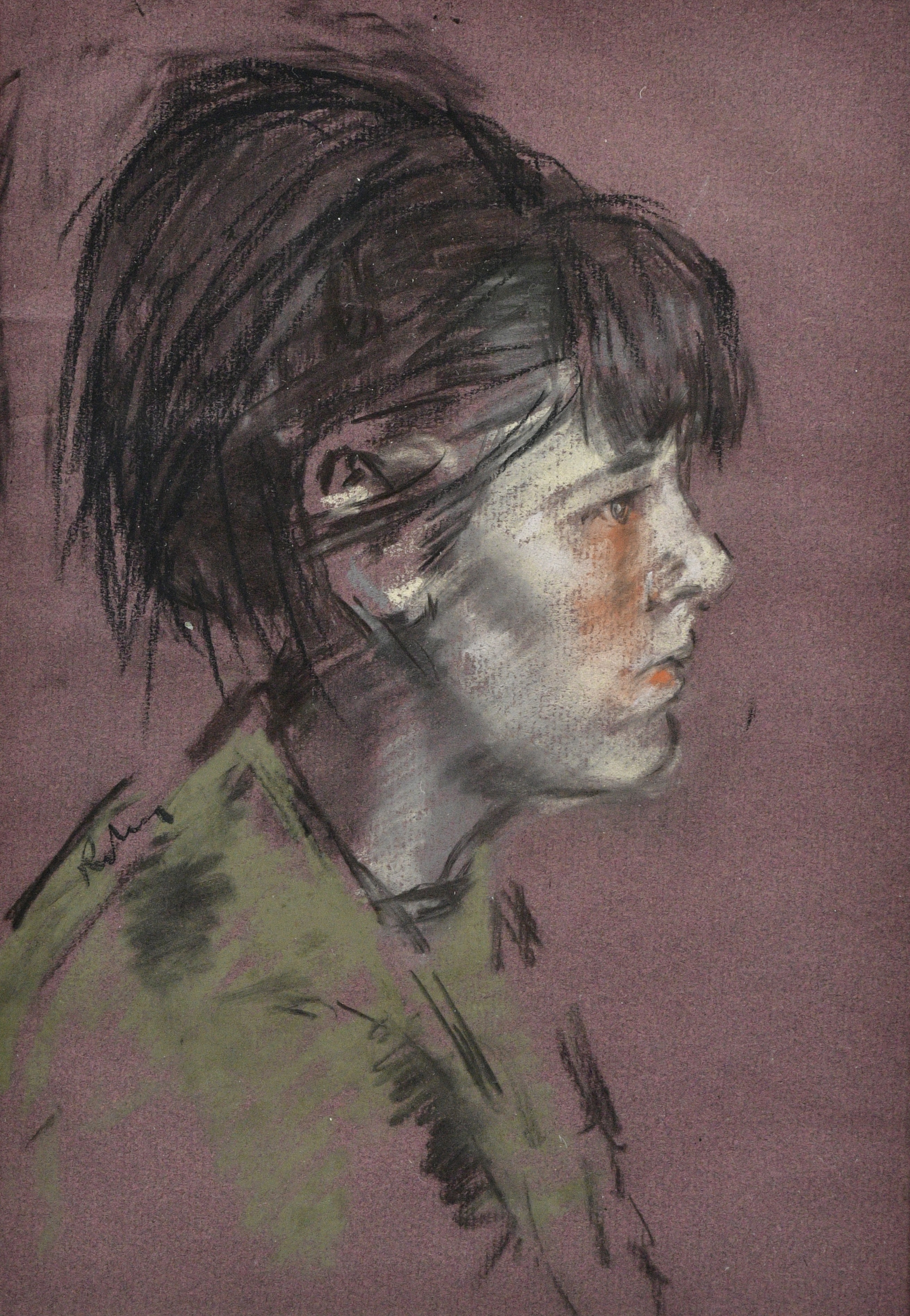 Harold Riley | portrait in the side profile of a girl | MutualArt