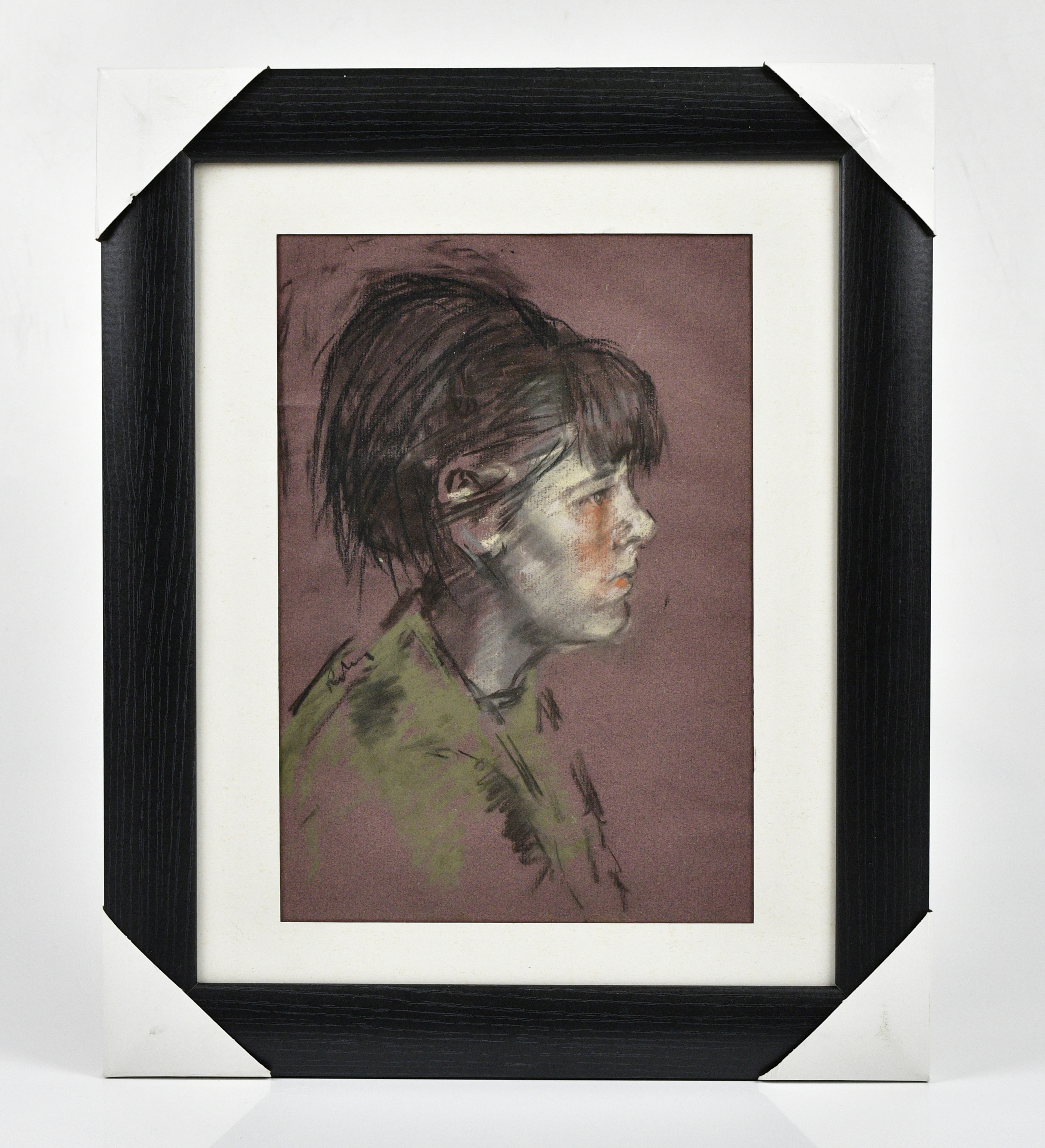 Harold Riley | portrait in the side profile of a girl | MutualArt