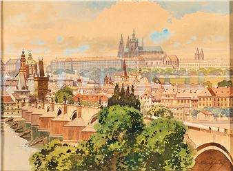 A view towards Hradschin Castle in Prague over Charles’s Bridge - Karel Sulc