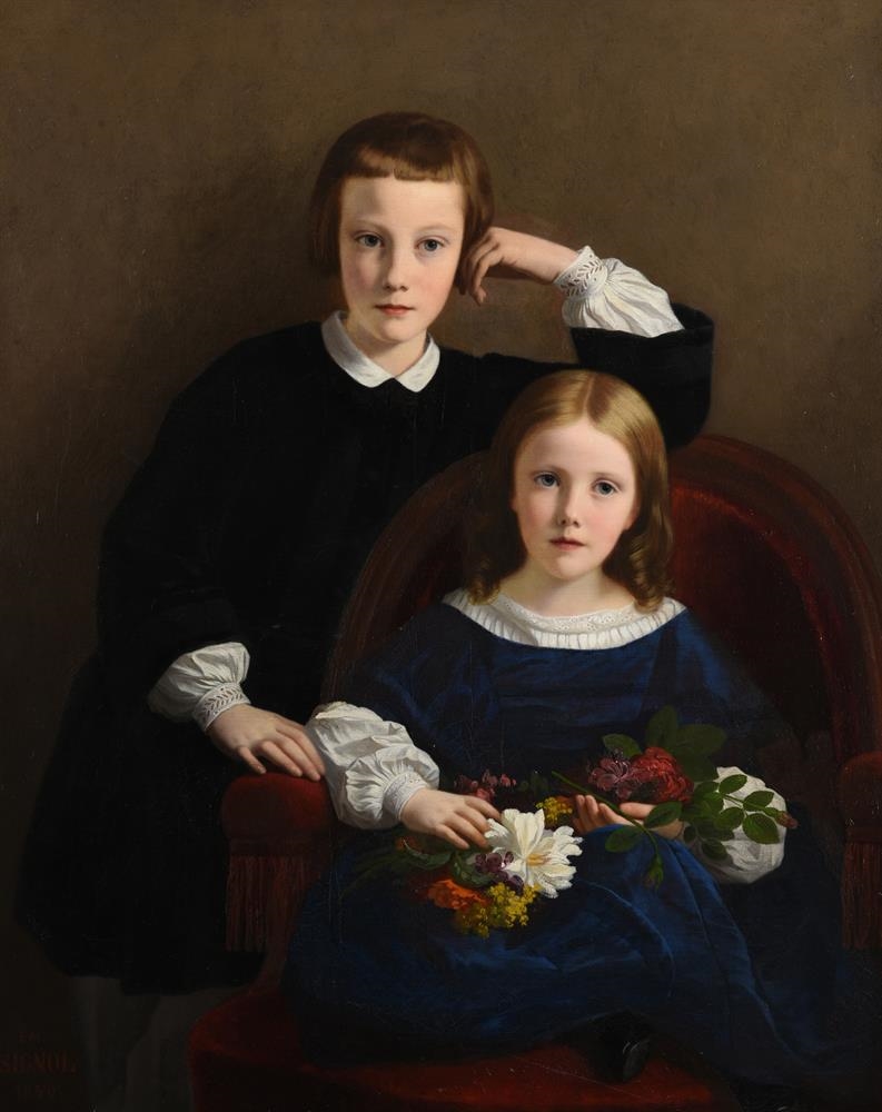 Emile Signol | PORTRAIT OF TWO CHILDREN (1850) | MutualArt