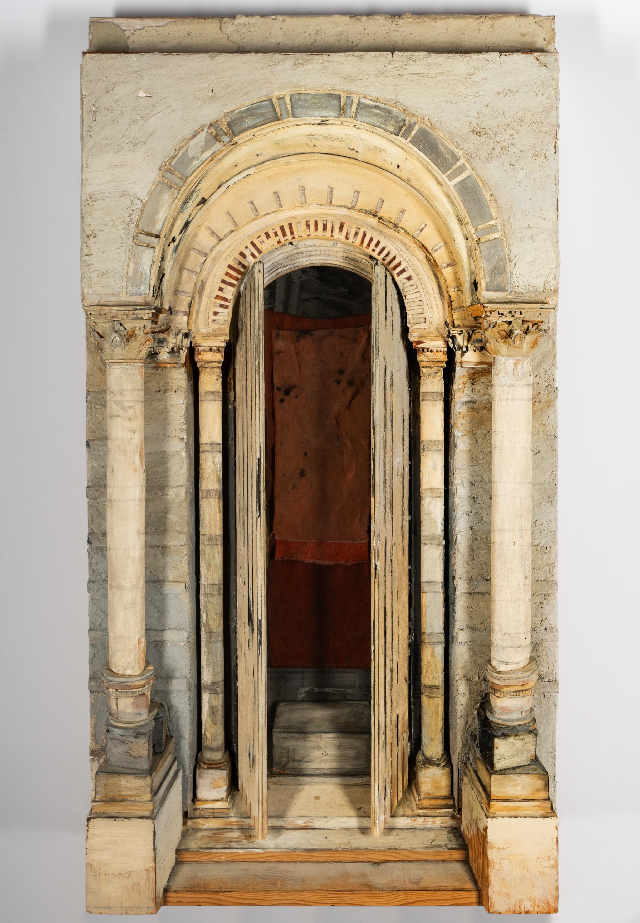 Artwork by Richard Bunkall, : Doorway No. 3, Made of wood, plaster, oil, glass, cloth
