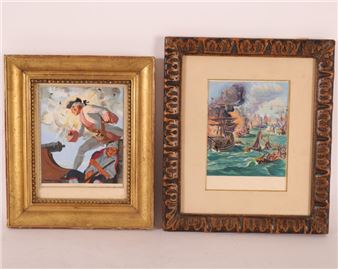 TWO SCENES OF A NAVAL BATTLE - Gaston de Sainte-Croix