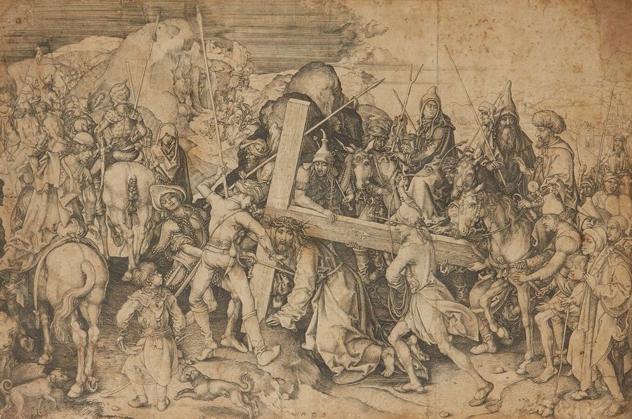 Artwork by Martin Schongauer, MARTIN SCHONGAUER Le Grand portement de croix, Made of burin