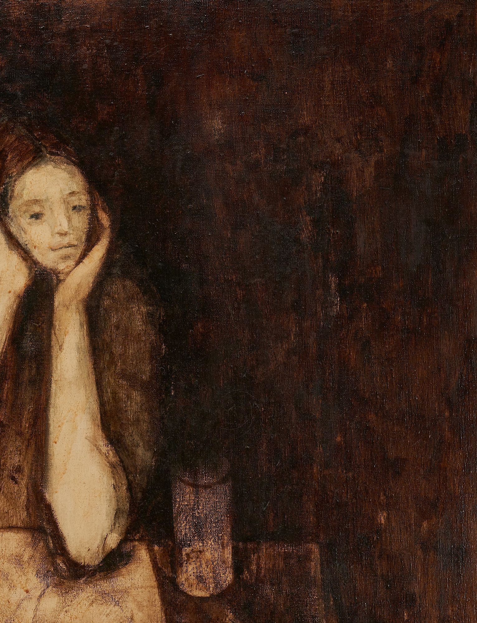 Artwork by Robert Brodersen, Child Seated At Table, Made of oil on canvas