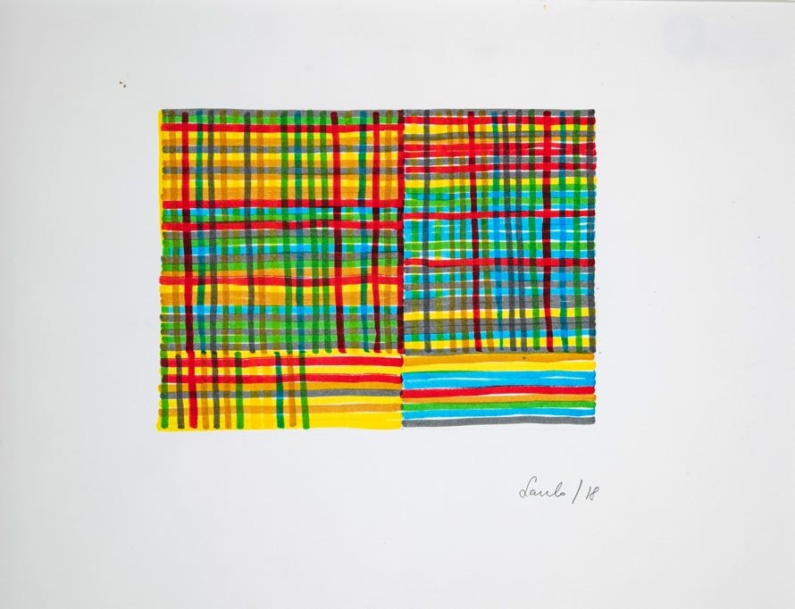 Artwork by Laszlo Milasovszky, Colorful Bars, Made of felt pen on paper