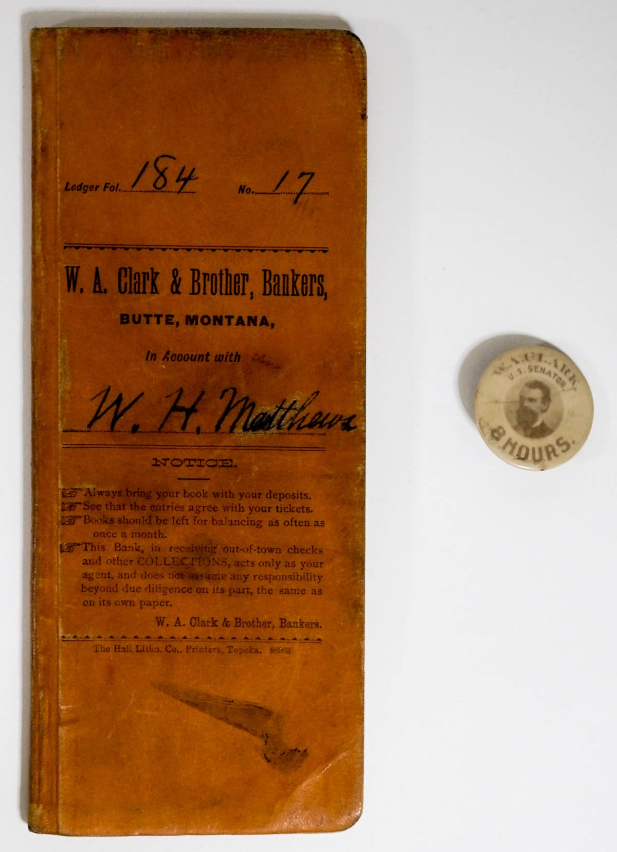 A. Clark | Pinback Button & Ledger | MutualArt