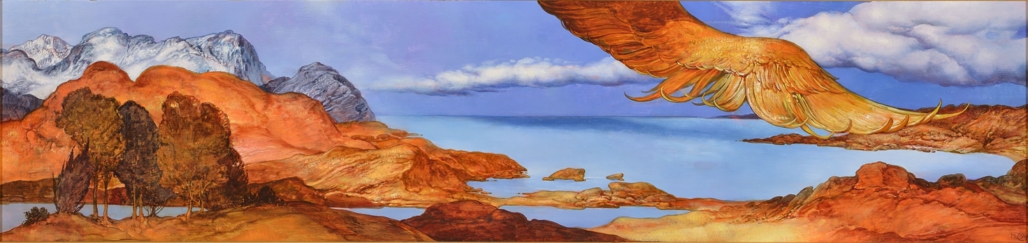 Artwork by Heinz Zander, Triptychon Hyperion in Griechenland, Made of Oil on hardboard