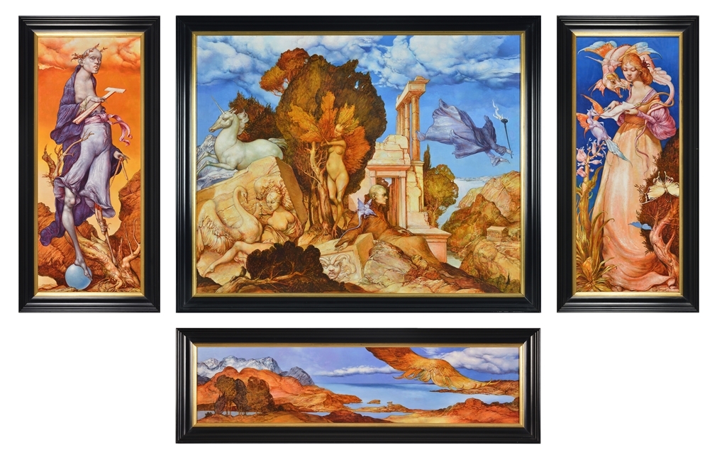 Artwork by Heinz Zander, Triptychon Hyperion in Griechenland, Made of Oil on hardboard