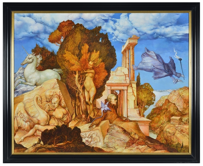 Artwork by Heinz Zander, Triptychon Hyperion in Griechenland, Made of Oil on hardboard