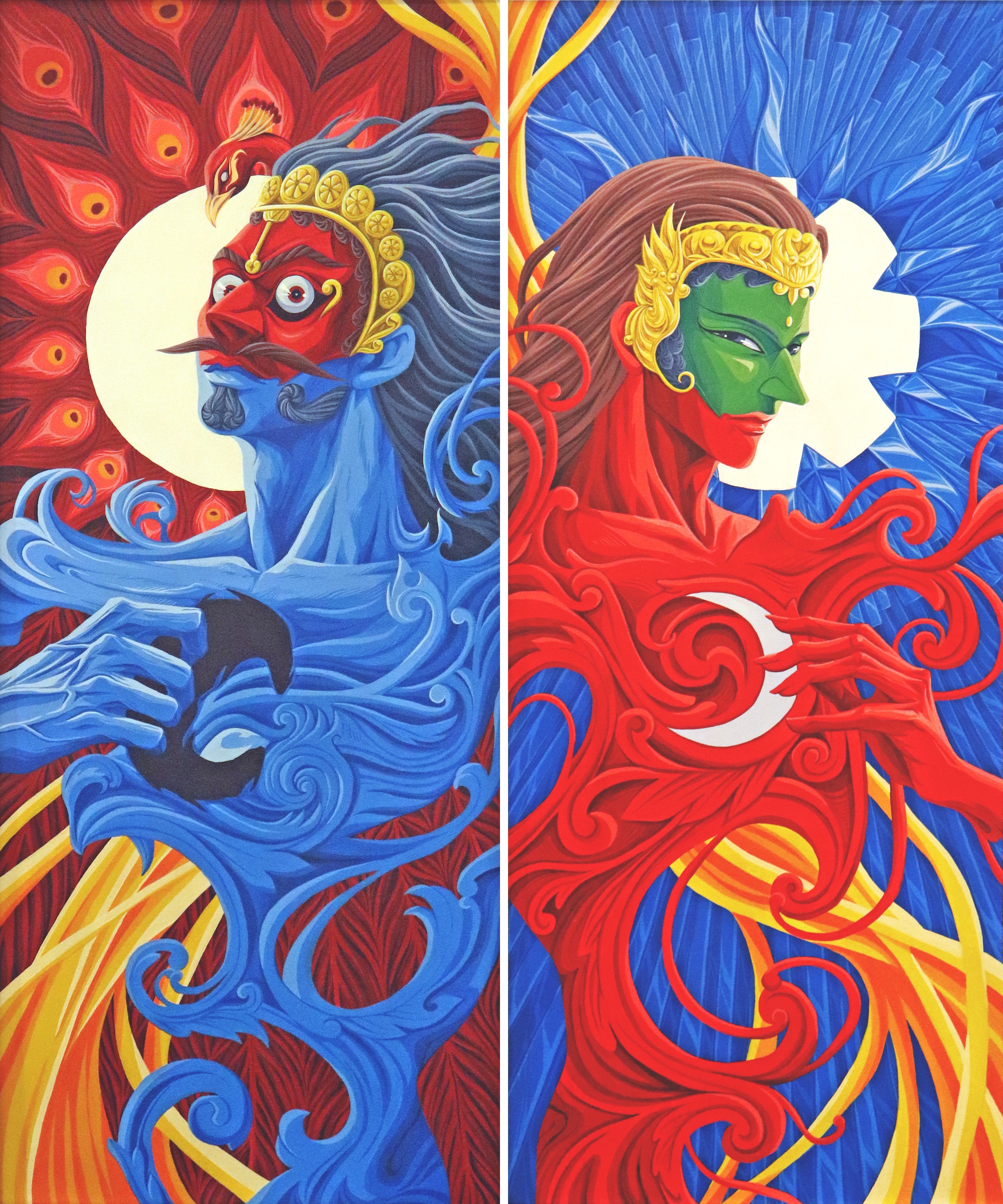 Artwork by Nadia Vina Maharani, Matahari Dan Pengelana, Made of acrylics on canvas