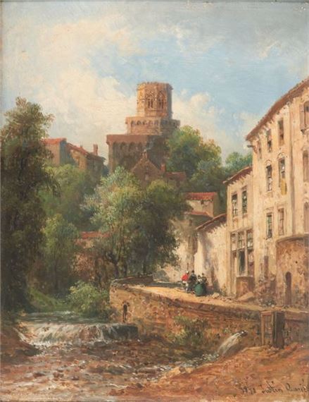 View of Royat in the Auvergne by Pierre Justin Ouvrié, dated 1872