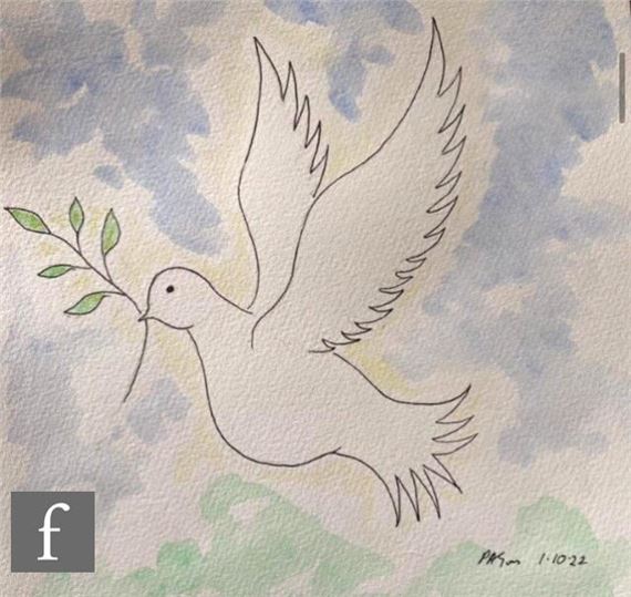 Dove with an olive branch by Pam Goss
