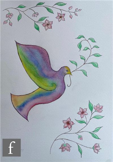 Dove with a branch by Pam Goss