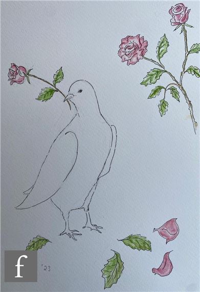 Dove and roses - Pam Goss