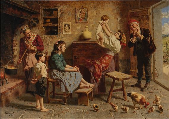 Painting inspired by A Happy Family by Eduardo Eugenio Zampighi