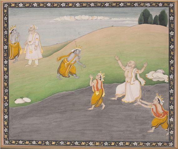 A SCENE FROM THE LIFE OF KRISHNA by Guler School, 19th Century
