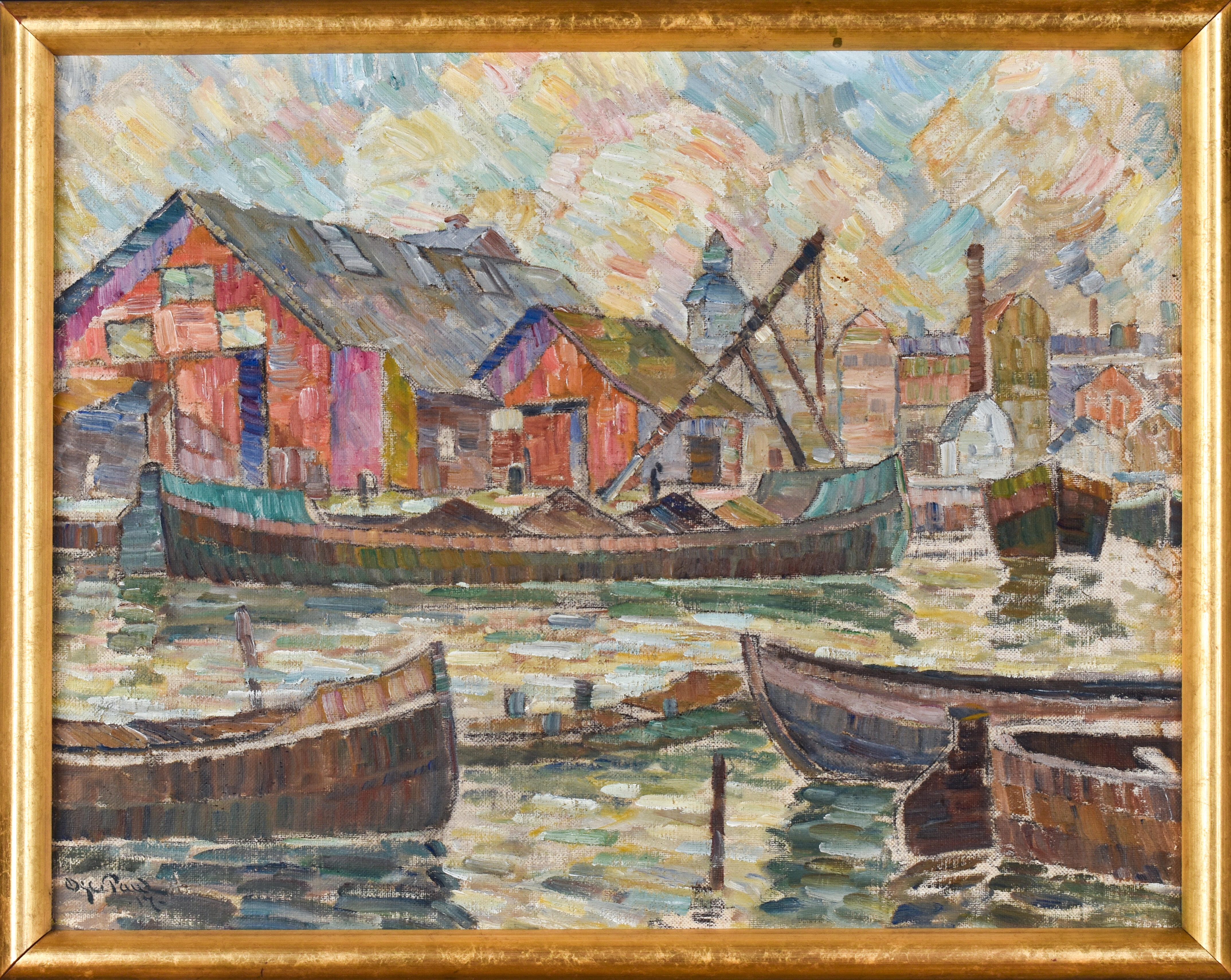Artwork by Oscar Paul, Harbour motif, Made of Oil on Canvas
