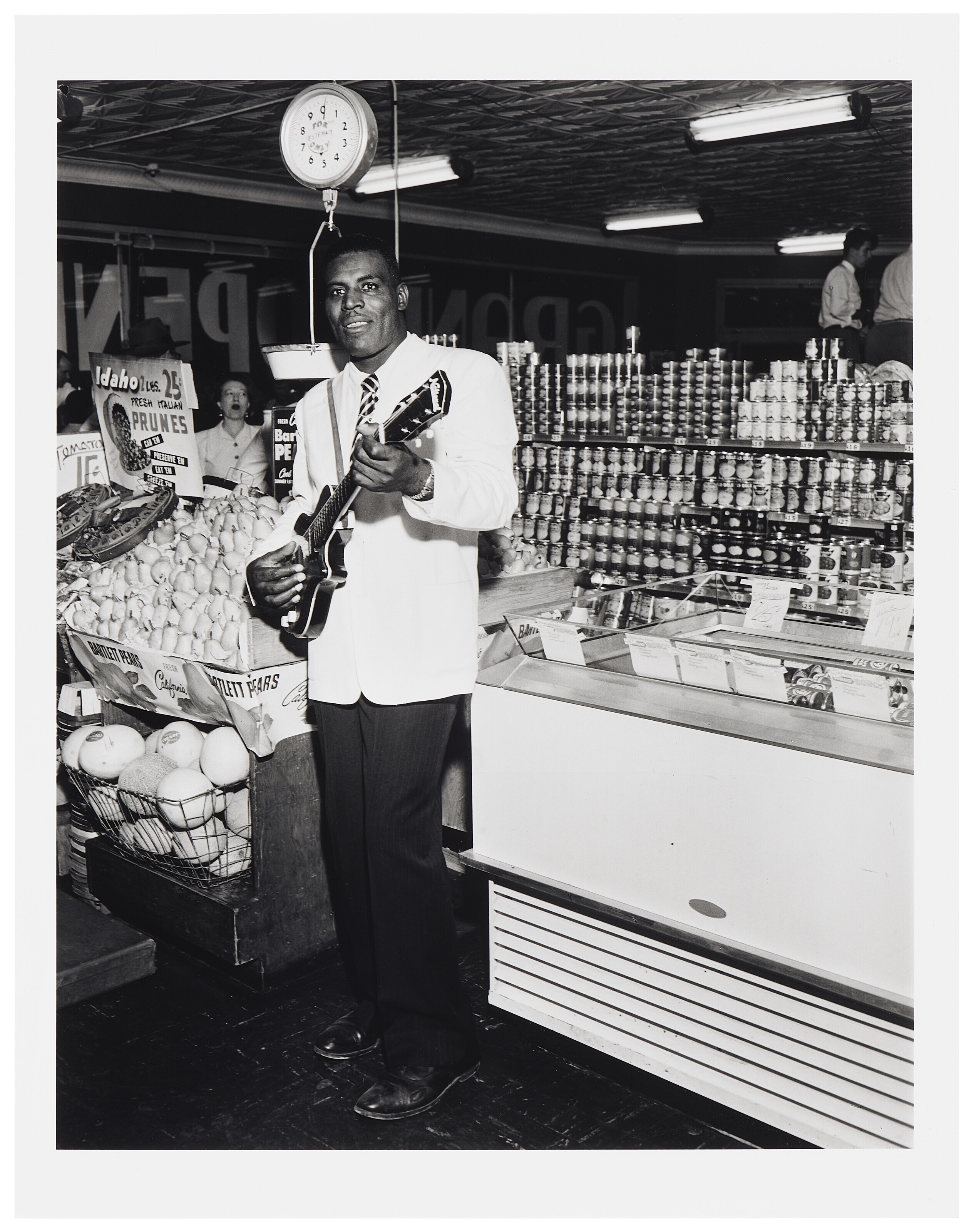 Artwork by Ernest Withers, Howlin' Wolf, Memphis grocery store, c.1951, Made of gelatin silver print