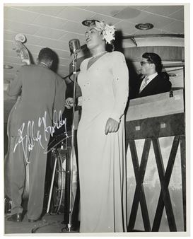 Vintage black and white stage photograph of Billie Holiday - Nat Singerman