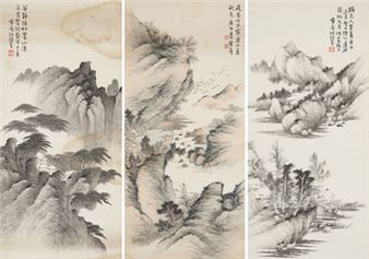Three imitations of ancient landscapes - HE Ruisheng