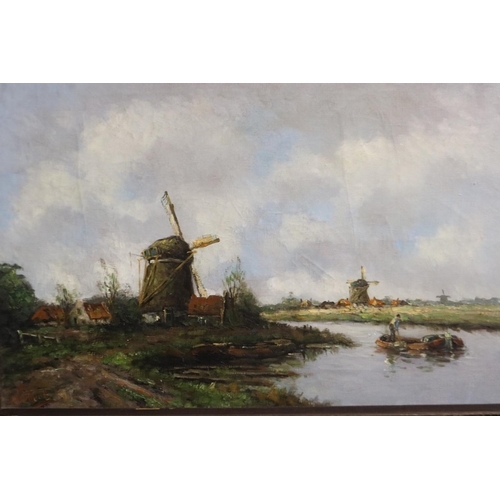 Artwork by Willem van Oordt, Canal scene with windmills, Made of oil on canvas