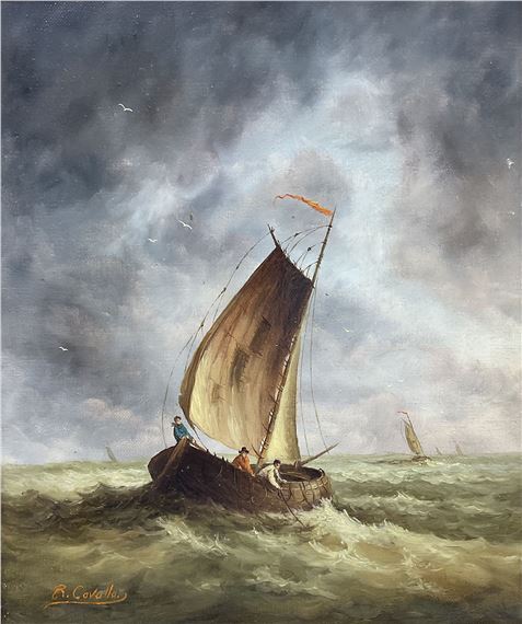 Ronald Cavalla | Fishing Boat on a Stormy Sea | MutualArt