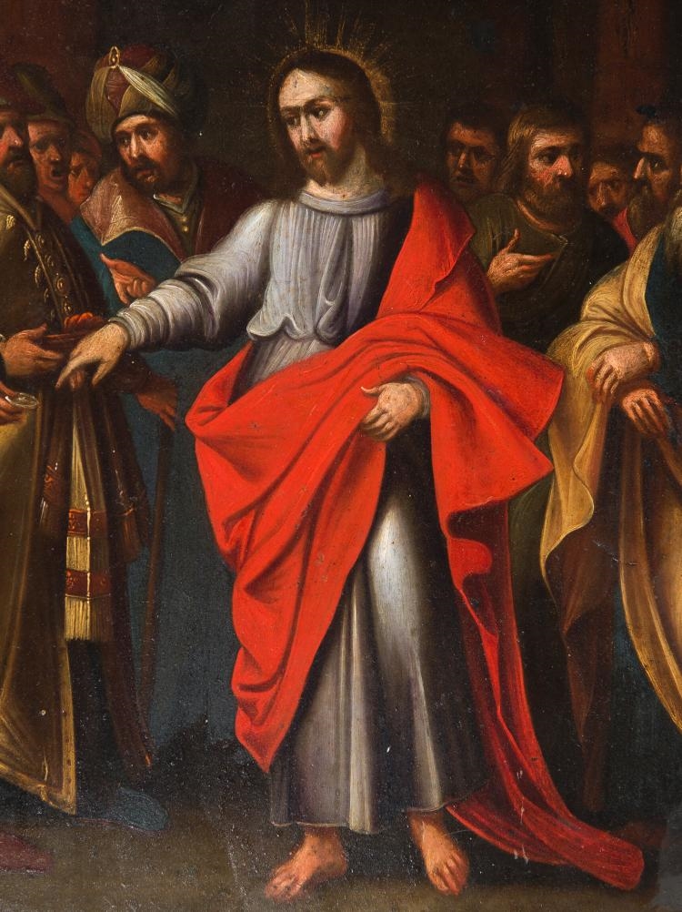Flemish School 17th Century Jesus rebukes the Pharisees. MutualArt
