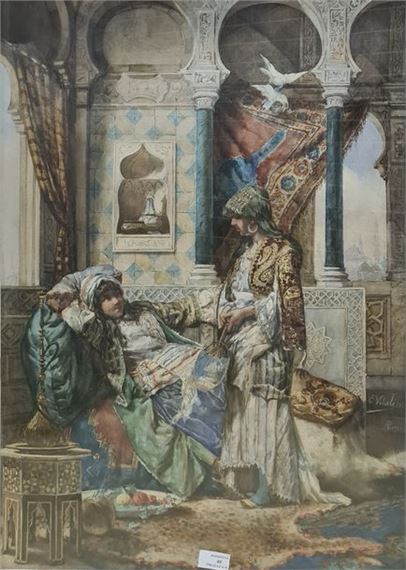 Deux femmes au harem by Edouardo Vitali, 1886