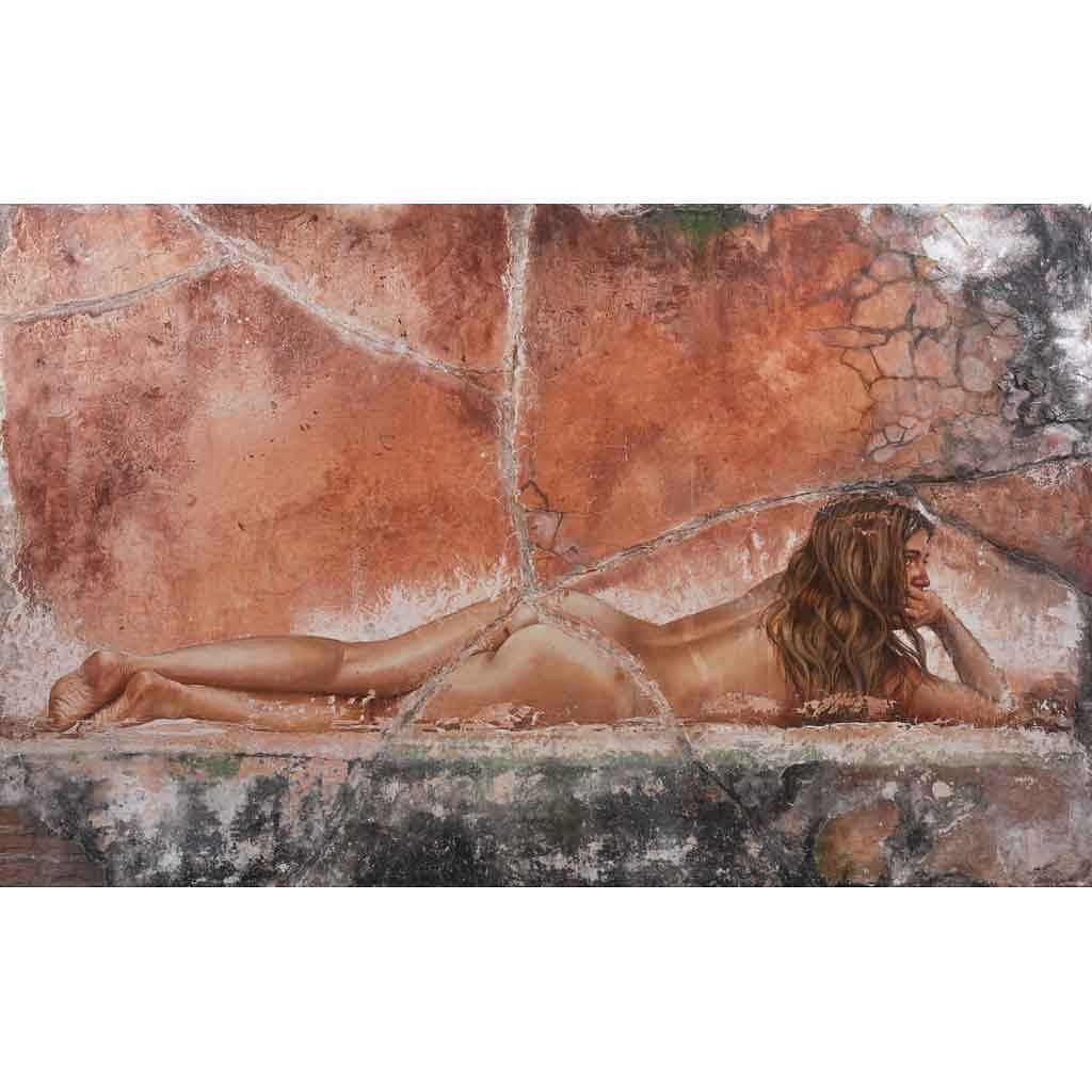 Artwork by Rafael Cauduro, Pared Húmeda, Made of Mixta sobre tela