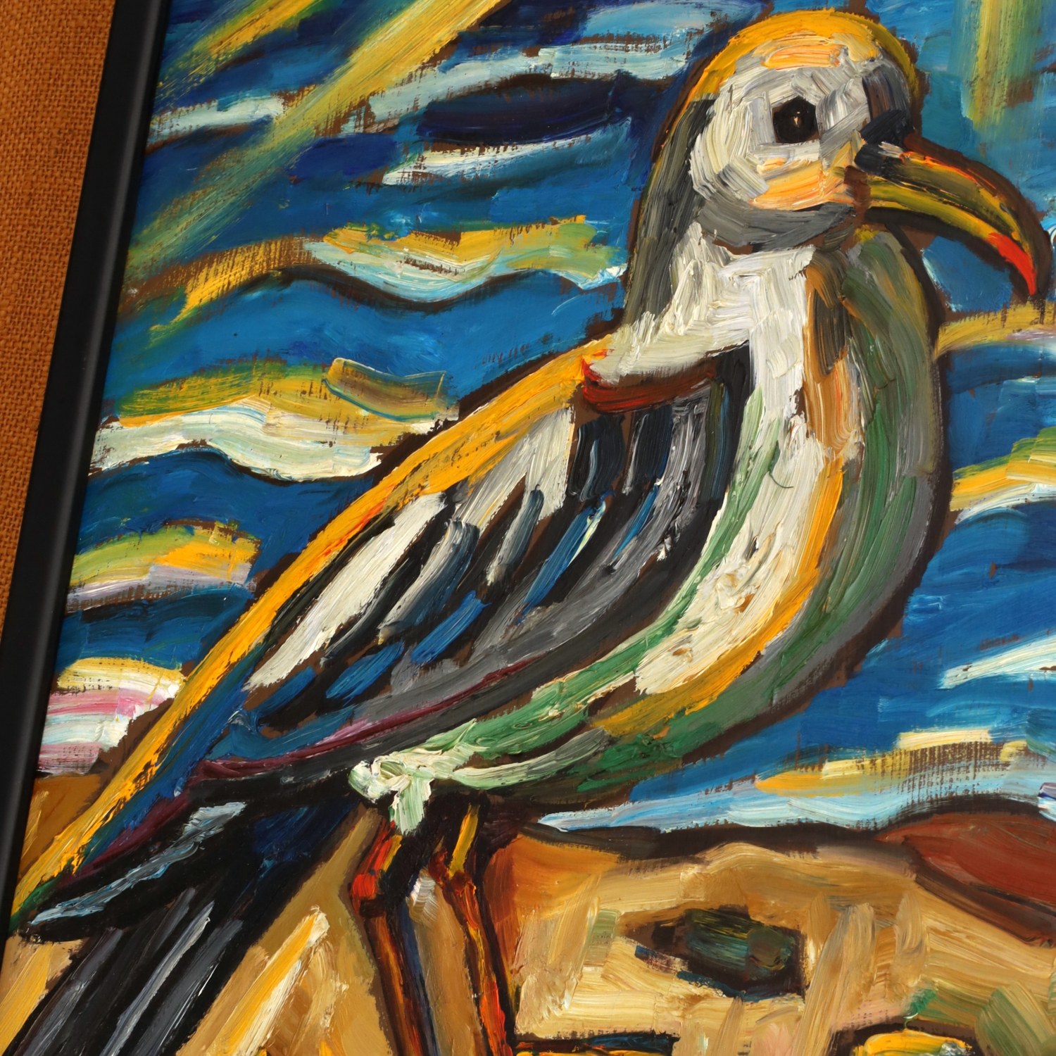 Artwork by Julius Kramer, Seagulls, Made of oil on board