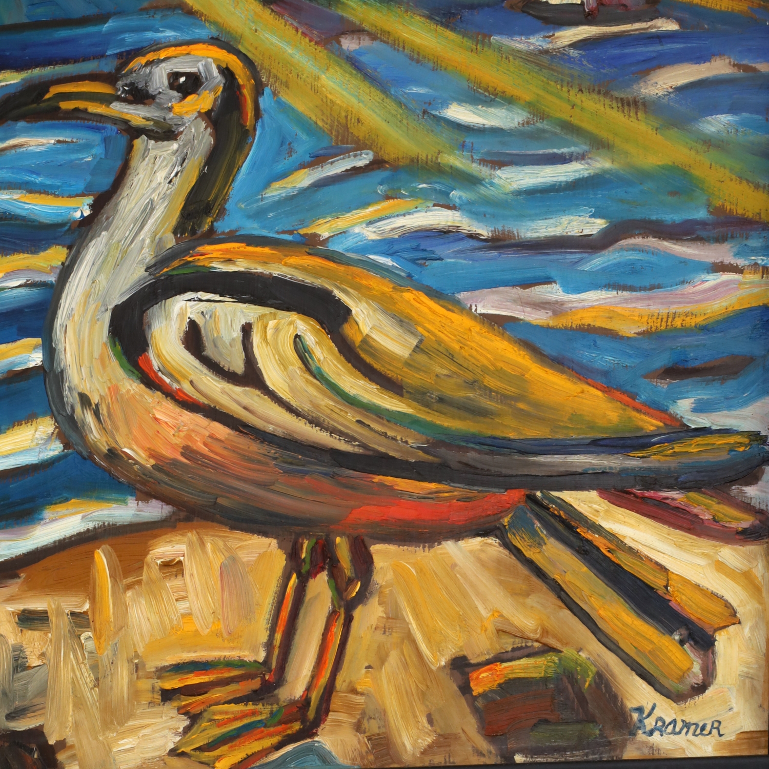 Artwork by Julius Kramer, Seagulls, Made of oil on board