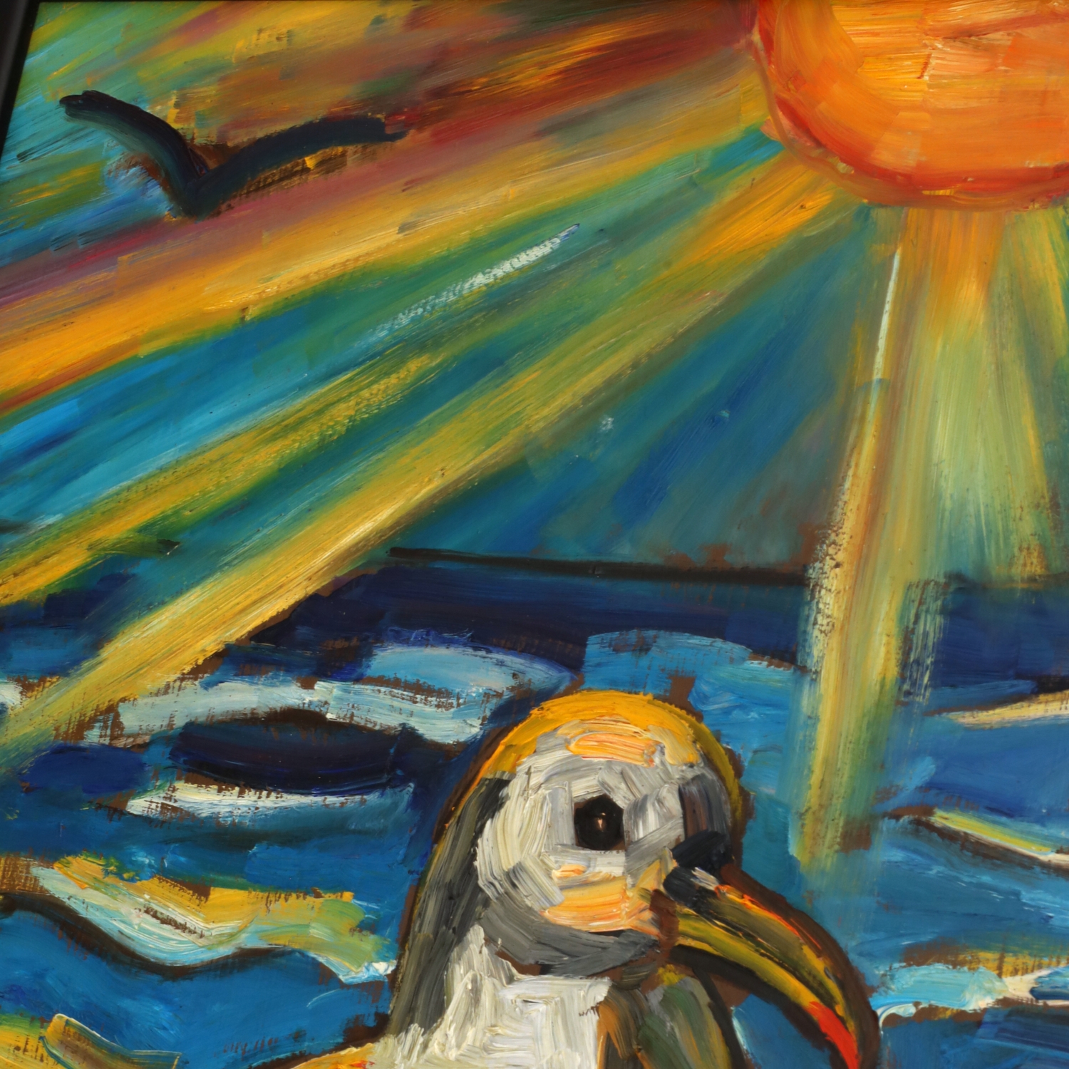 Artwork by Julius Kramer, Seagulls, Made of oil on board