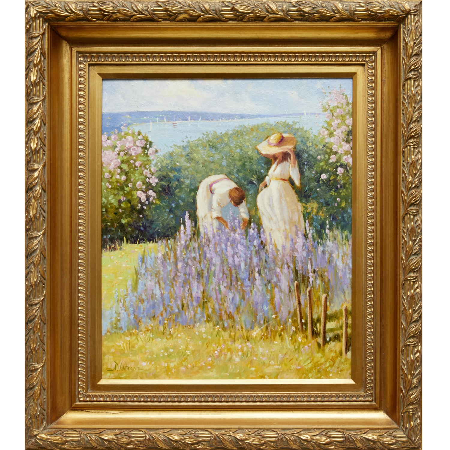 Artwork by Deborah Cotrone, Ladies in Flower Garden by the Sea, Made of oil on canvas