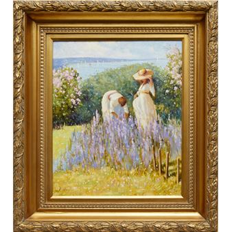 Ladies in Flower Garden by the Sea - Deborah Cotrone